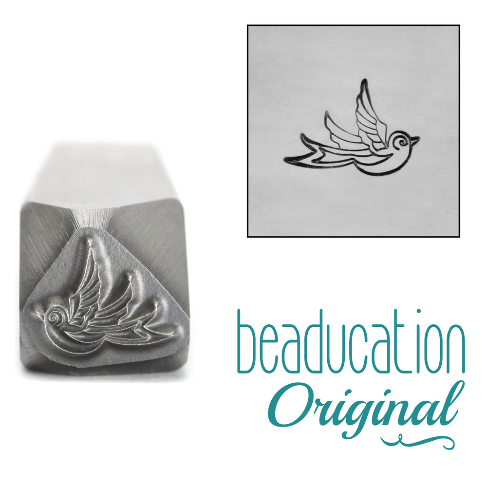 Metal Stamping Tools Swallow Right Facing Metal Design Stamp, 10.5mm - Beaducation Original
